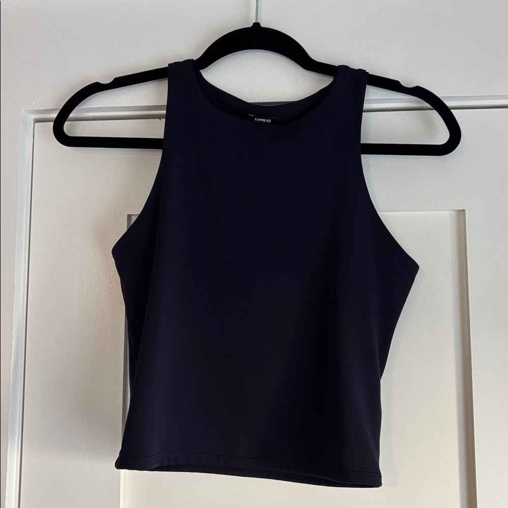 Navy Sleeveless Crop Top